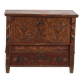 Polychrome pine wedding chest – Central Europe, 1889