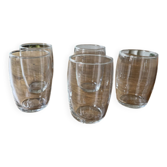 Lot de 5 verrines anciennes - verre soufflé moulé - vintage