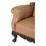 Chaise antique à haut rabat de style Chesterfield des années 1920