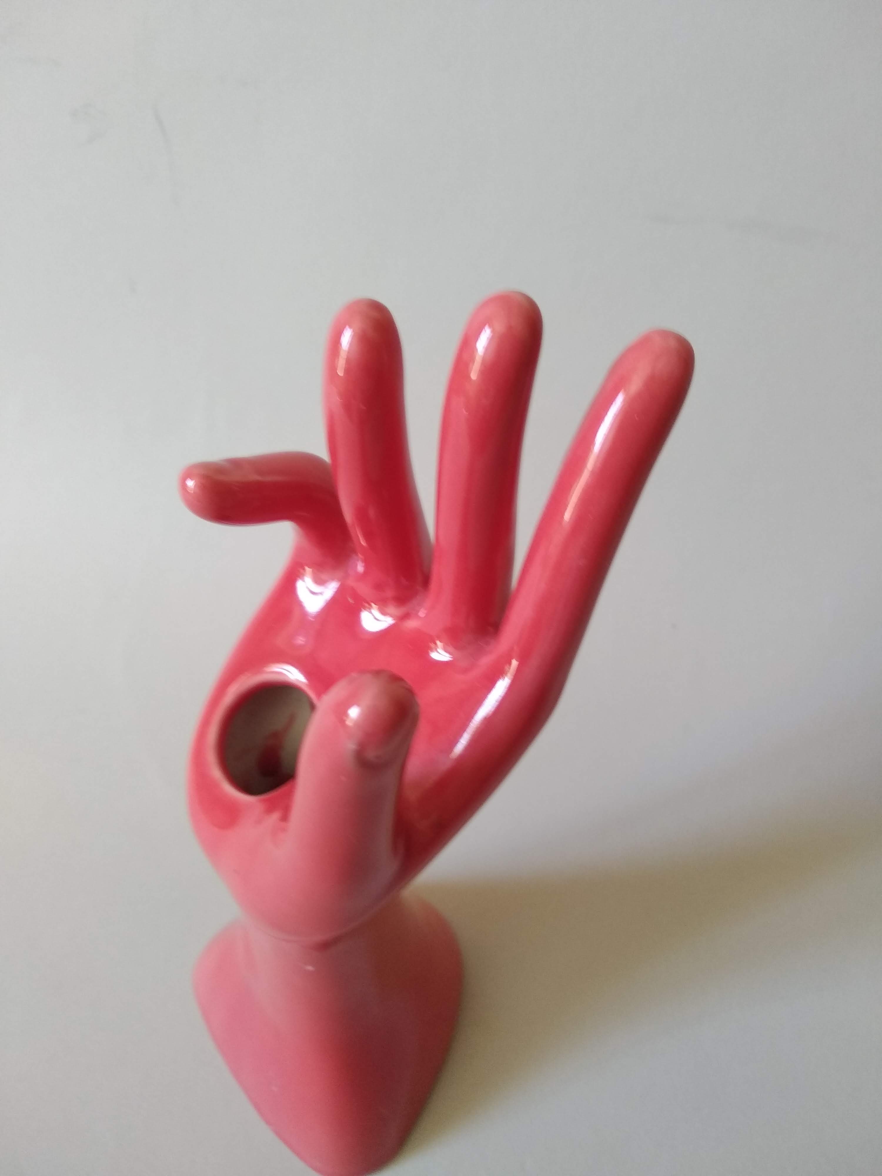 Hand baguier vase soliflore porcelain 80s