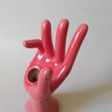 Hand baguier vase soliflore porcelain 80s