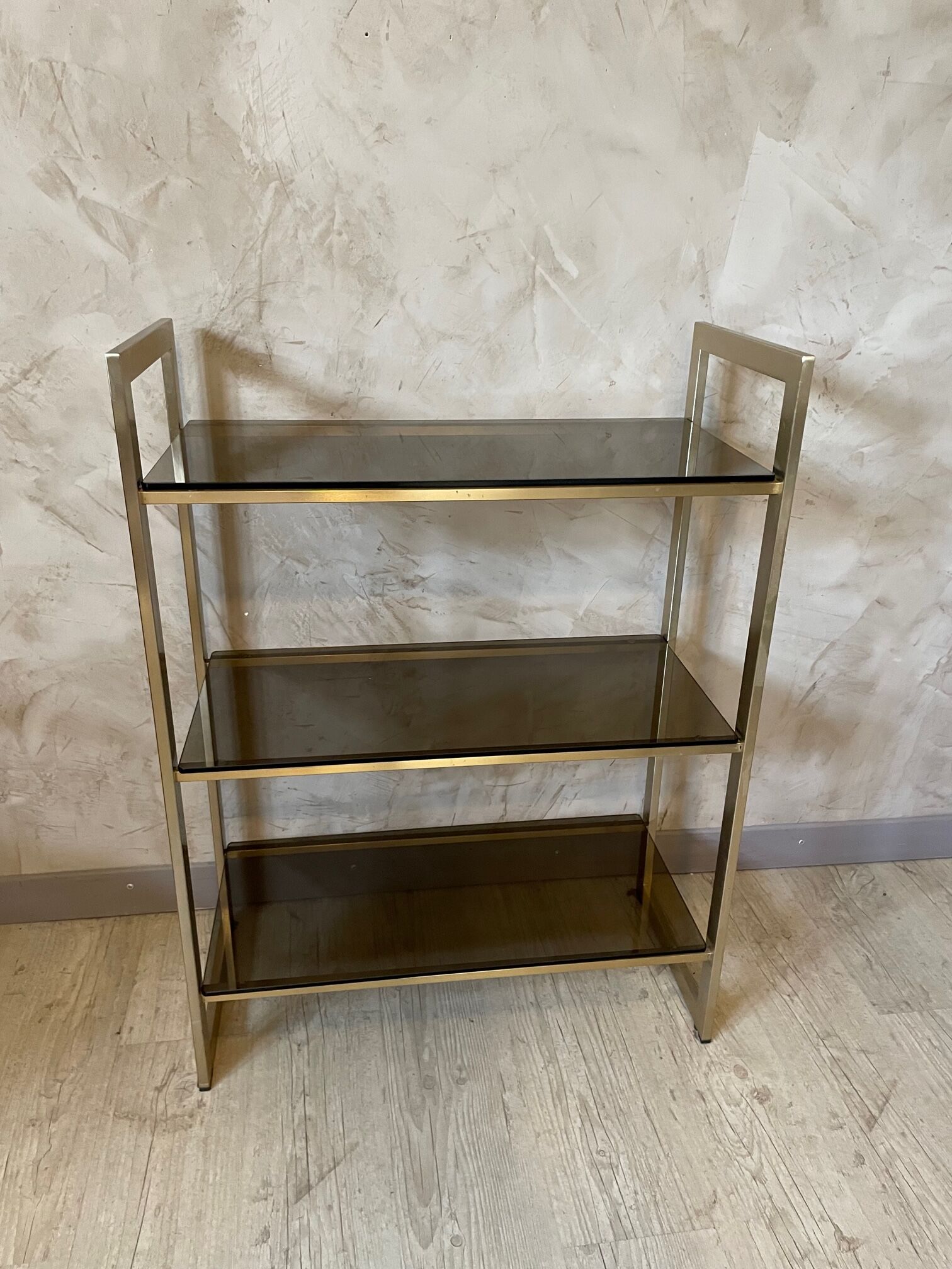 Glass and brass shelf