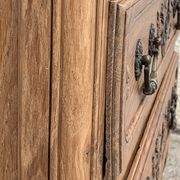 Louis XV style chest of drawers, solid raw oak, 1920.