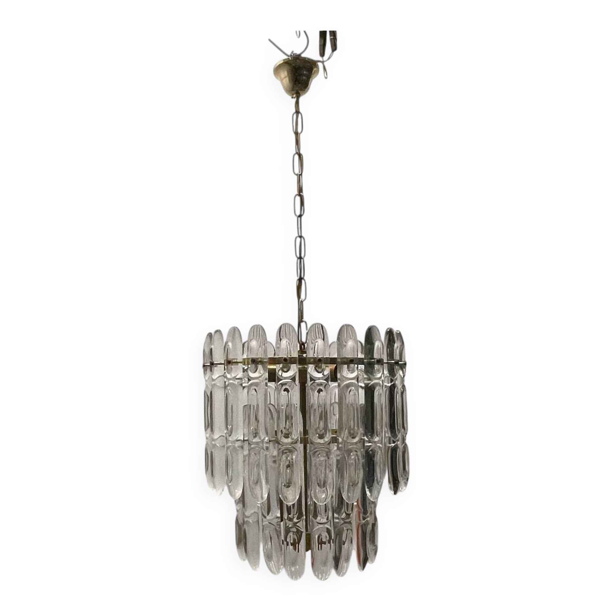 Lustre en cristal et laiton des années 1970