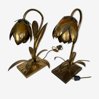 Table lamps in brass and enamel