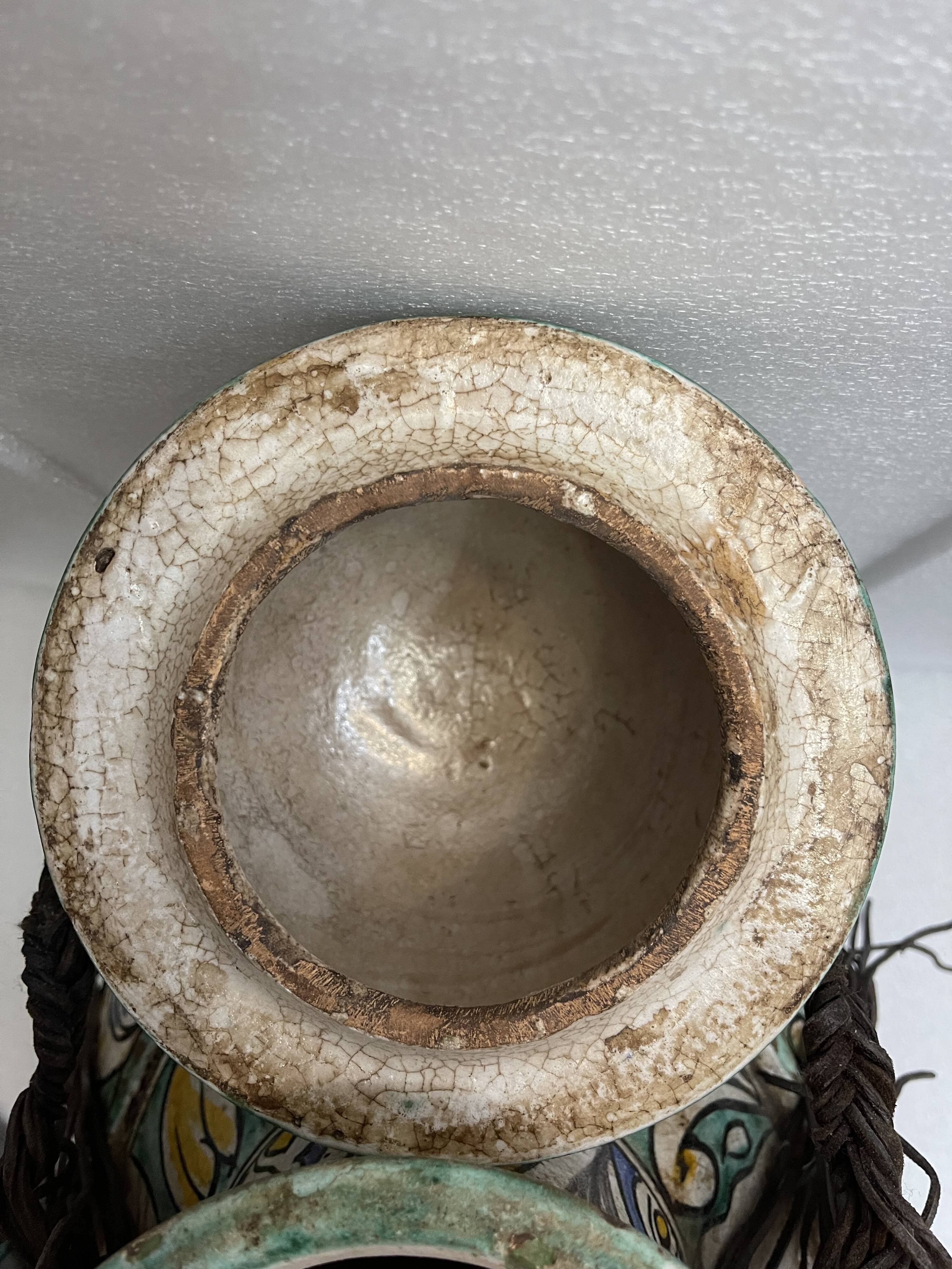 Berrada covered 62 cm amphora in faience of fez morocco