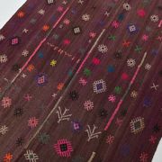 Burgundy Art Deco Vintage Kilim Rug, 118x124Cm