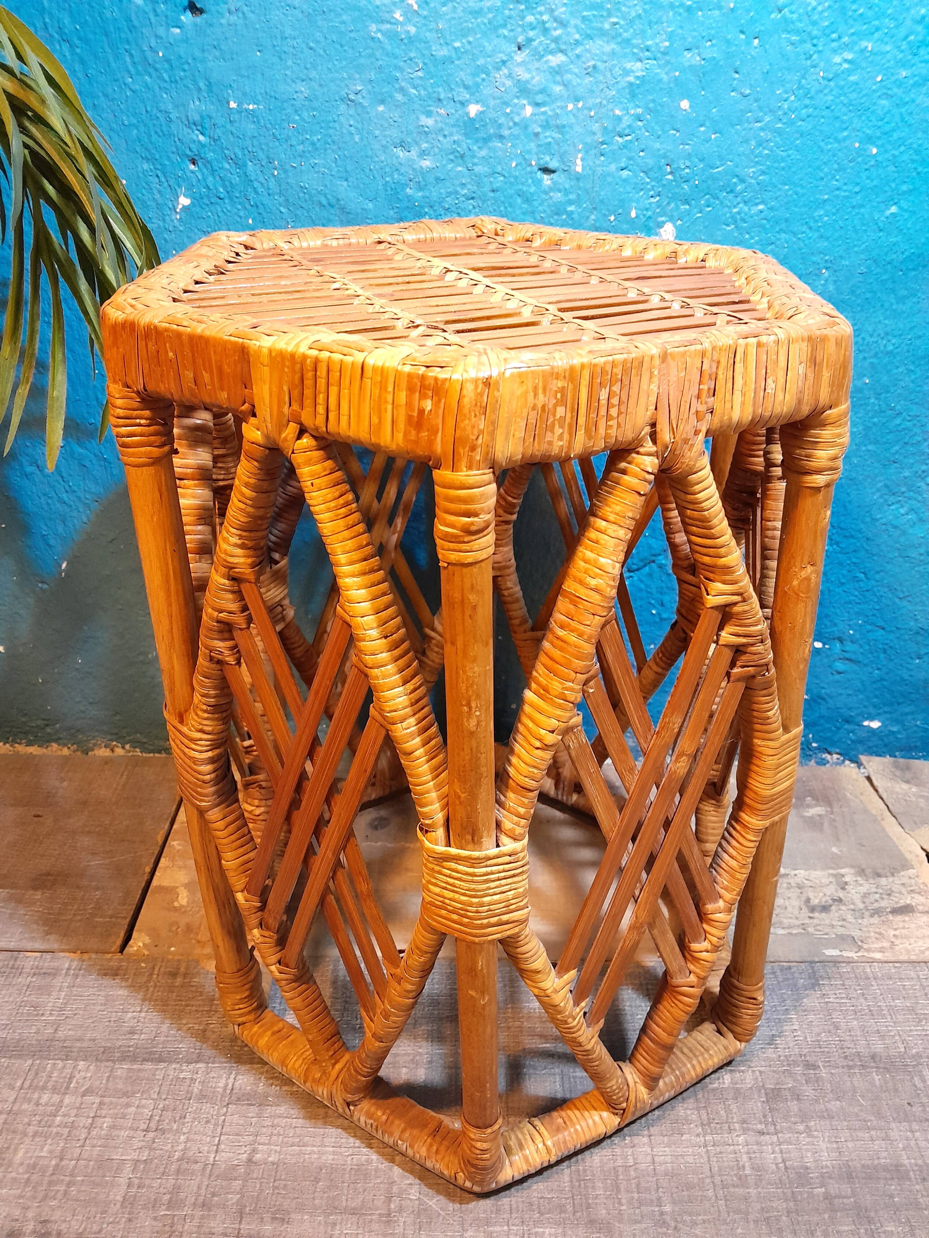 Bamboo and rattan side table 1960s