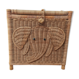Coffre éléphant rotin