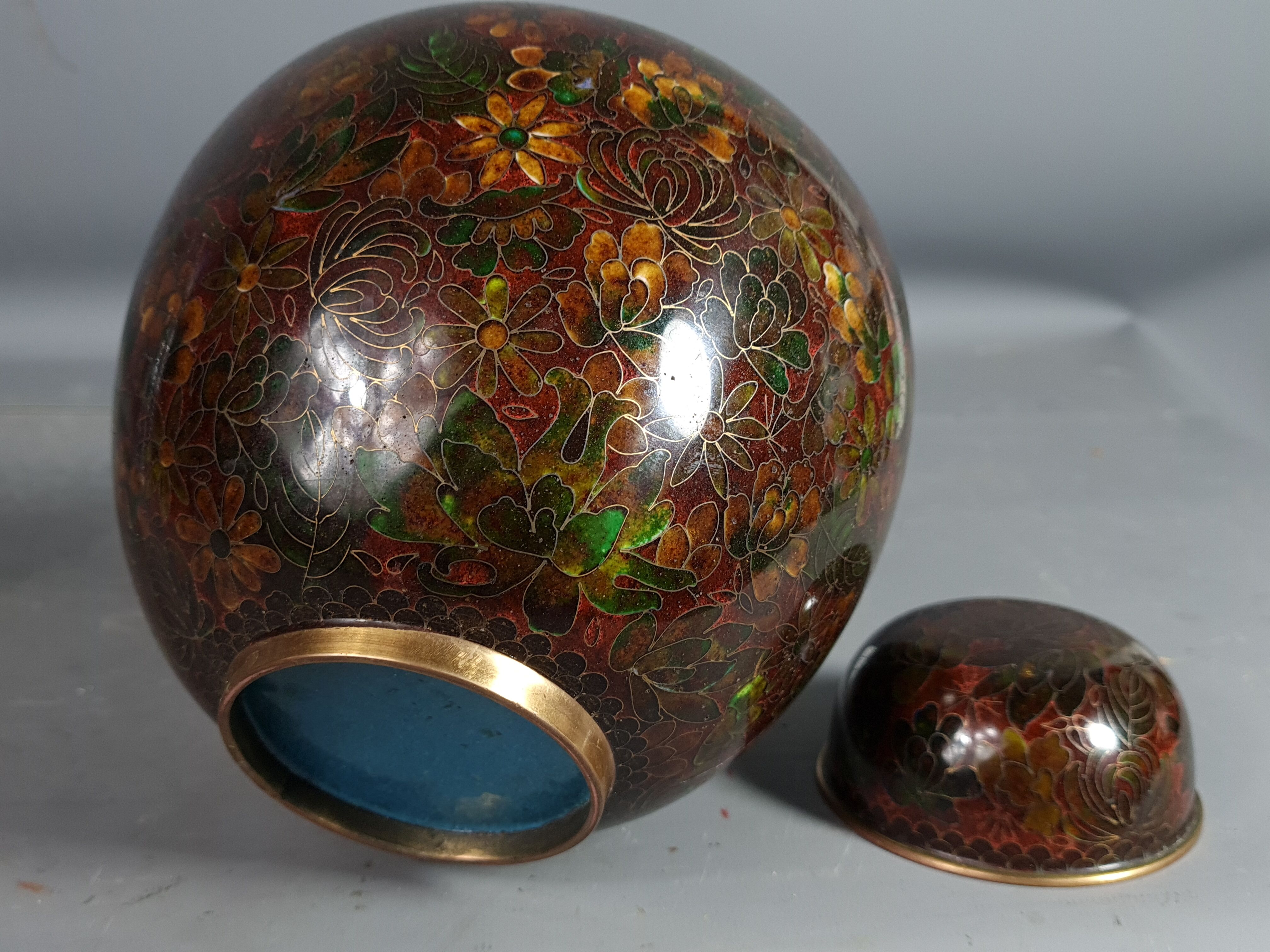 Cloisonne enameled covered pot China Mao tse dong period