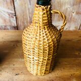 Vintage braided rattan bottle duo