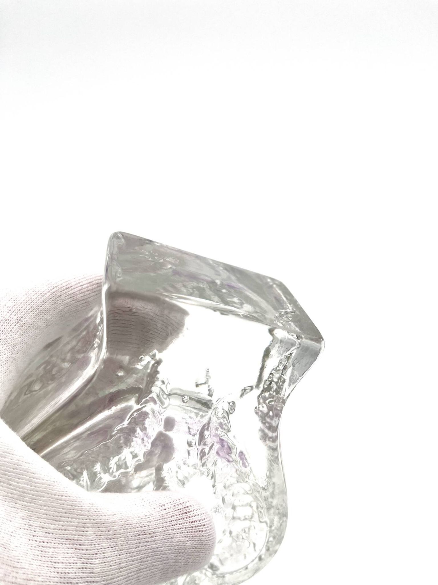 Brutalist Vase Ingrid Glashütte 3085 Transparent Glass 70s