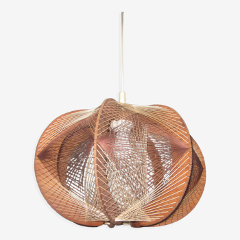 Suspension vintage en bois et fils