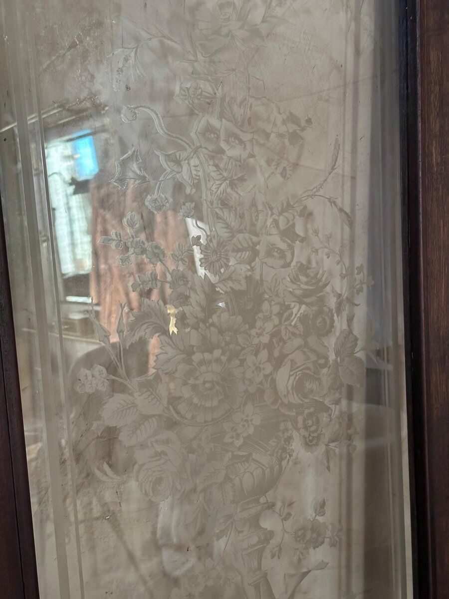 Etched glass door, 1890s