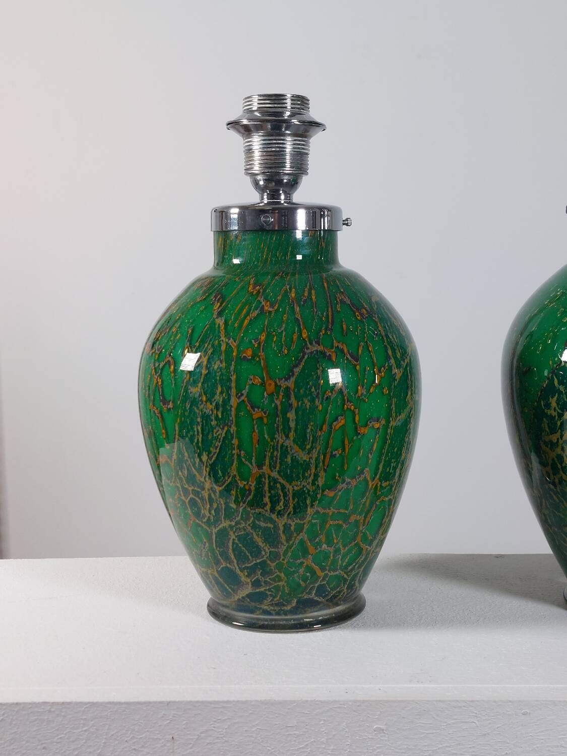 Pair of chrome glass table lamps Ikora WMF Art Deco Karl Wiedmann 1930