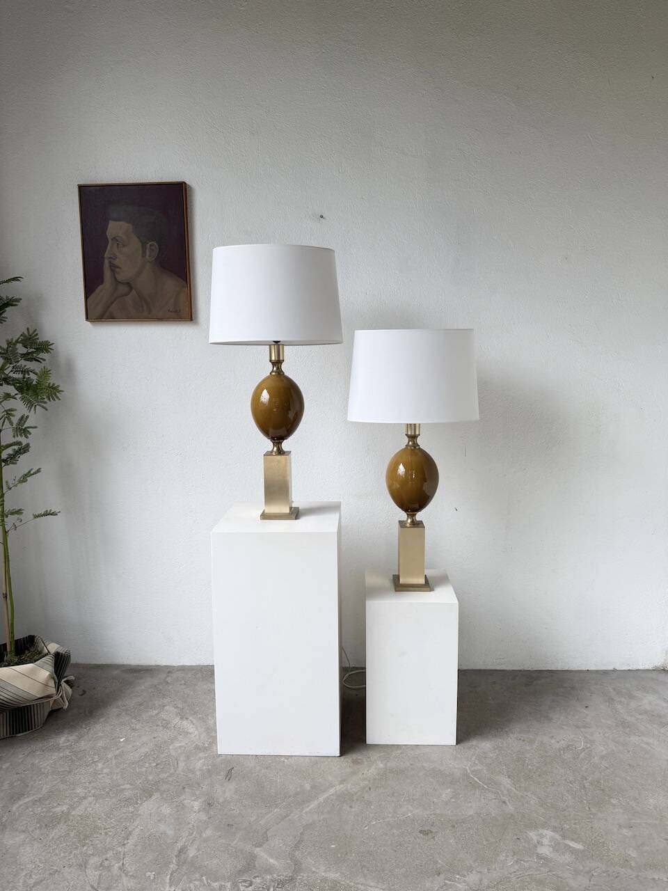 Pair of Philippe Barbier table lamps from the 70s