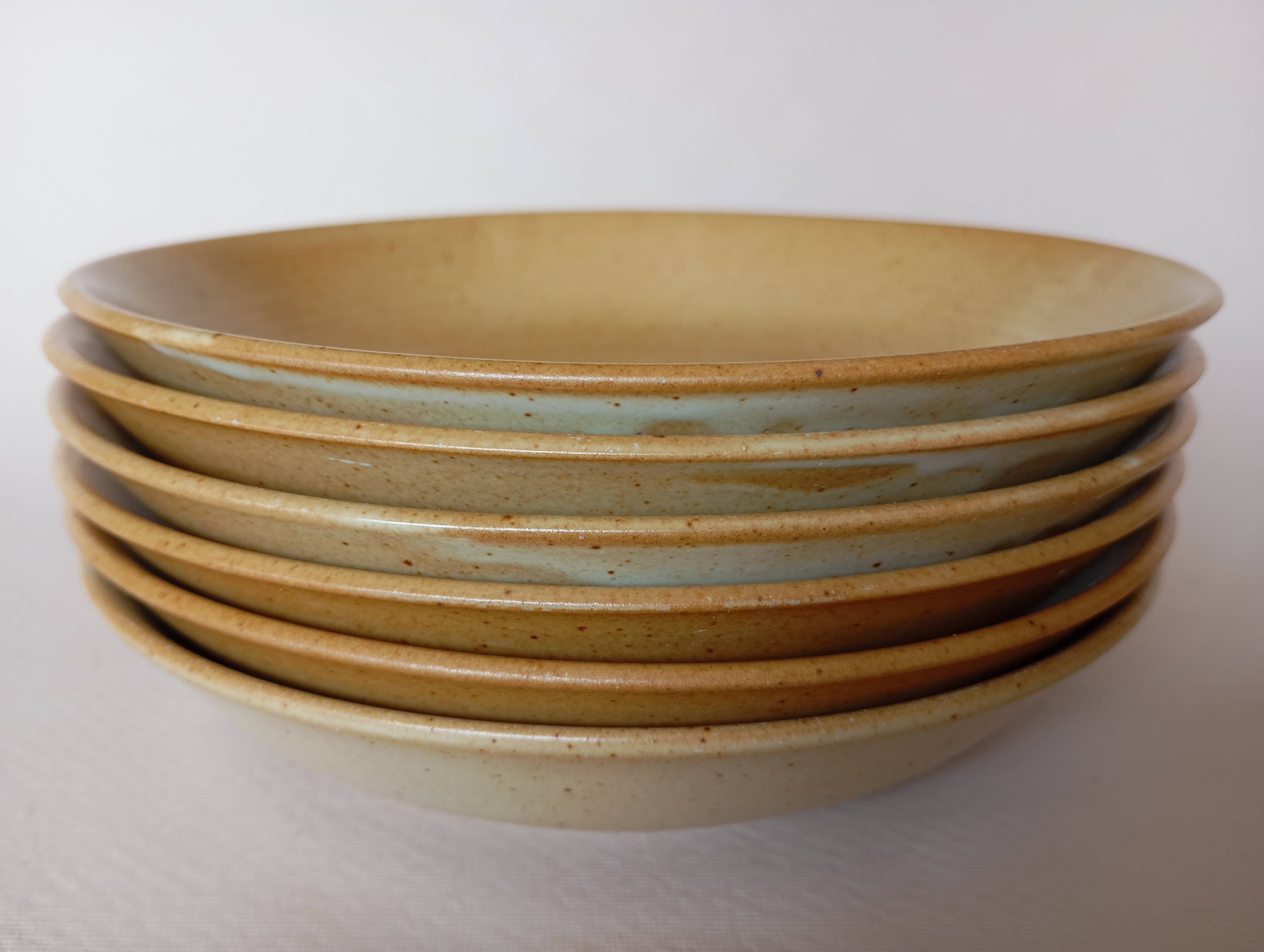 6 CNP Village stoneware skullcap plates