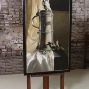 Still life with pewter potters' guild flagon – Marjolein van den Berg