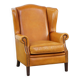 Cow leather wingback chair finished with decorative nails