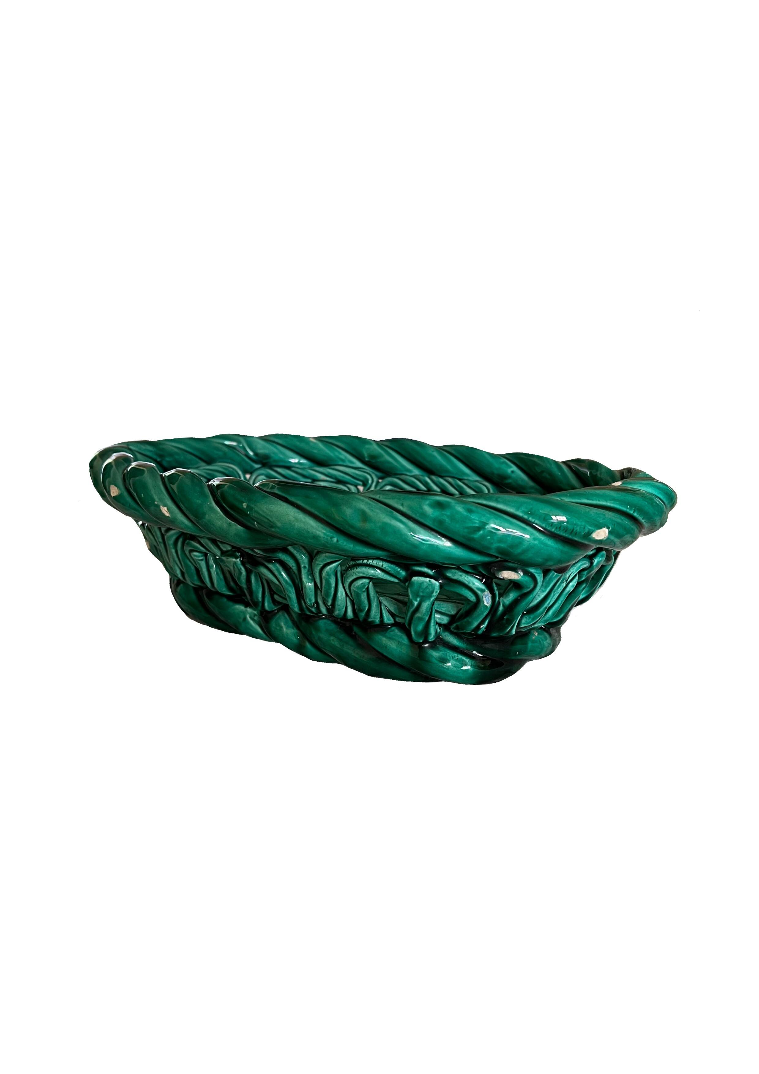 Vallauris Green Glazed Ceramic Bowl