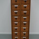 German Oak Apothecary Cabinet with Enamel Shields, 1940s