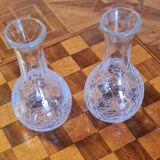 2 carafes en verre craquelé