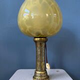Antique art deco glass lamp with bronze base