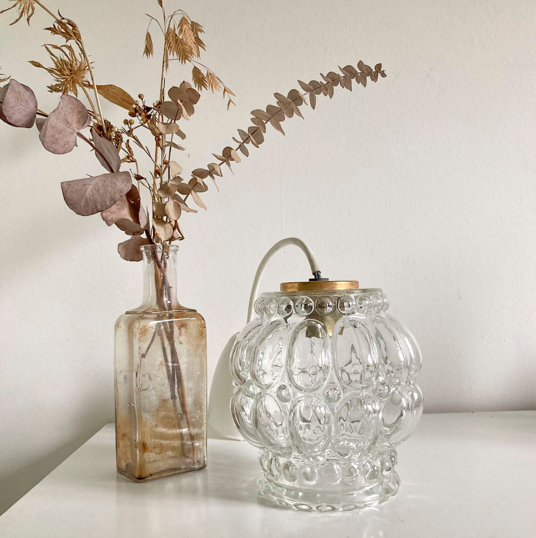 Vintage glass bubble pendant lamp