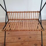 Rattan and metal side or bedside table