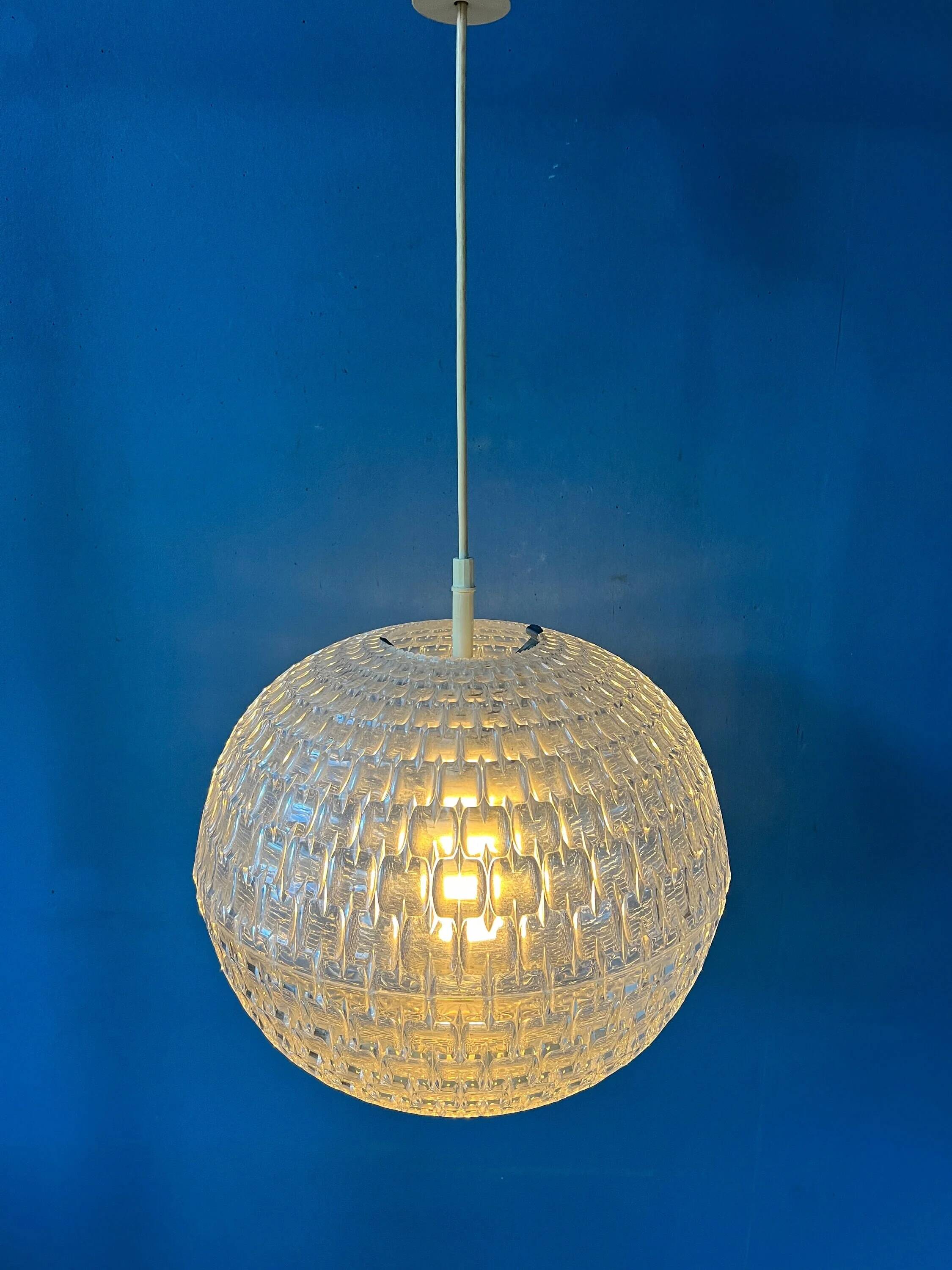 Mid-century crystal ball pendant in acrylic glass