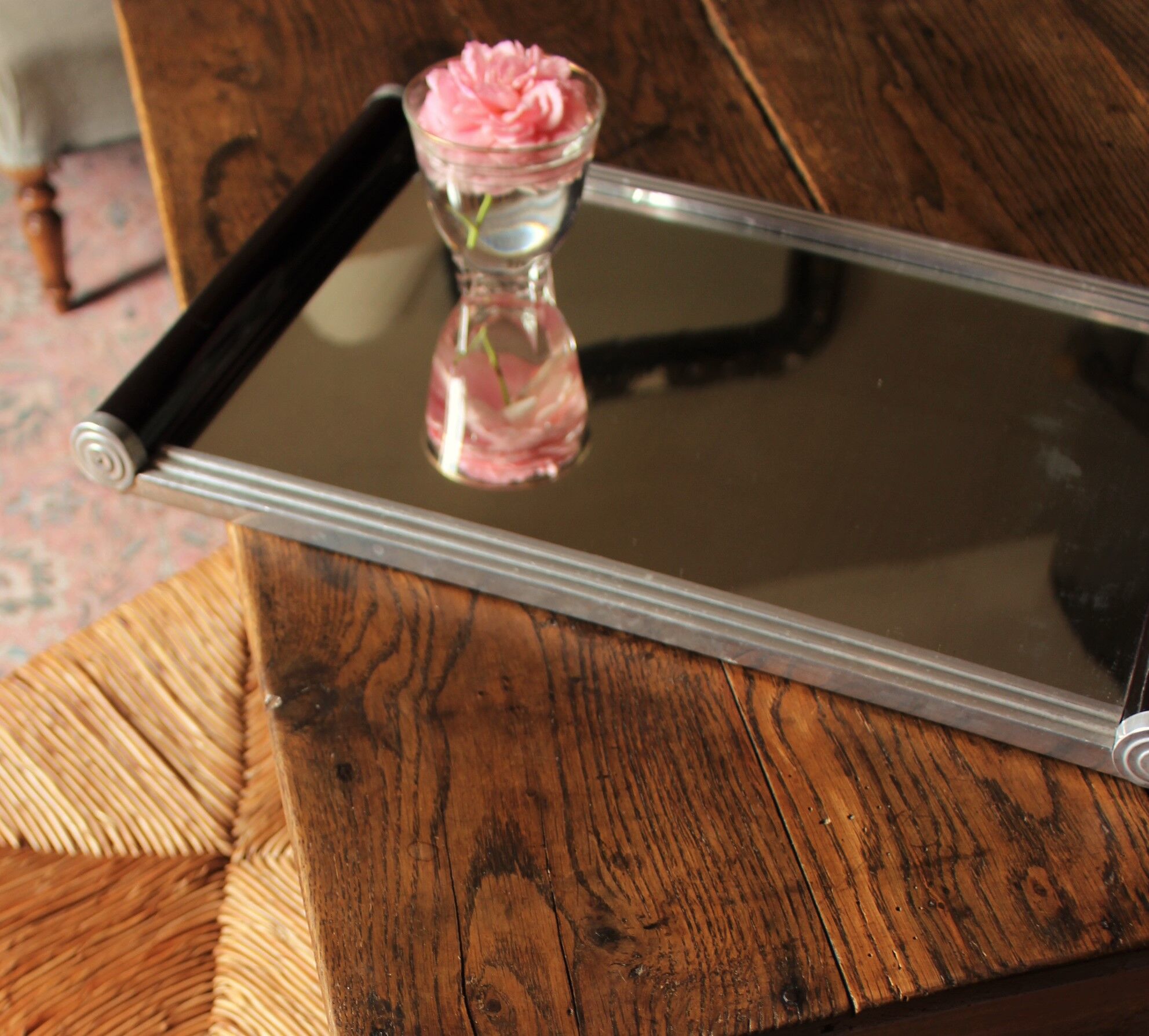 Vintage mirror top rectangle wood metal