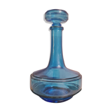 Carafe à décanter en verre bleu et son bouchon