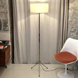60s tripod floor lamp in black and gold metal