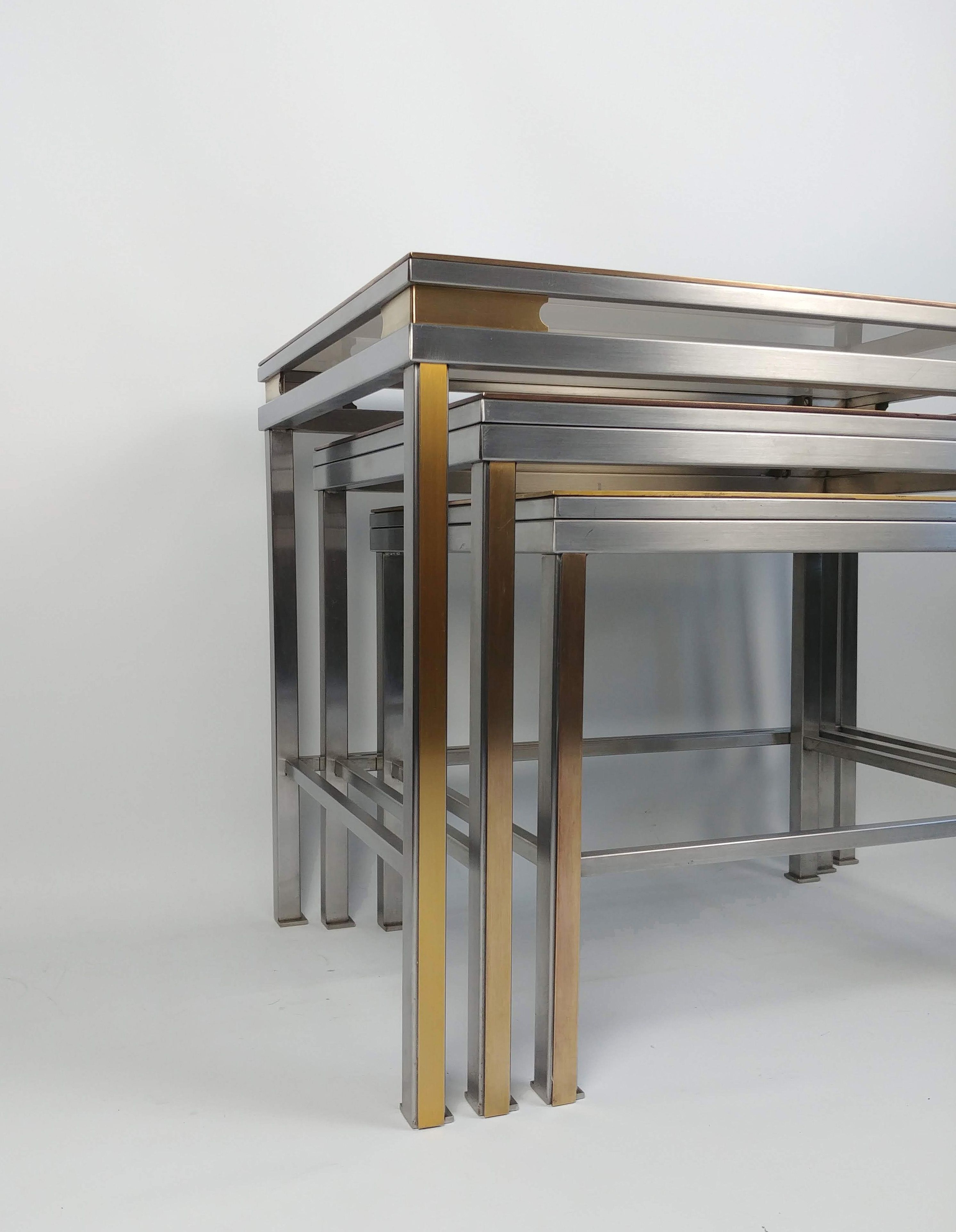 Guy Lefèvre for Maison Jansen, suite of 3 nesting tables, 1970s