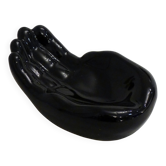 Empty pocket dish Hand 1980s in black earthenware