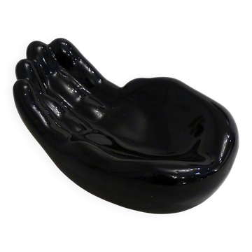 Empty pocket dish Hand 1980s in black earthenware