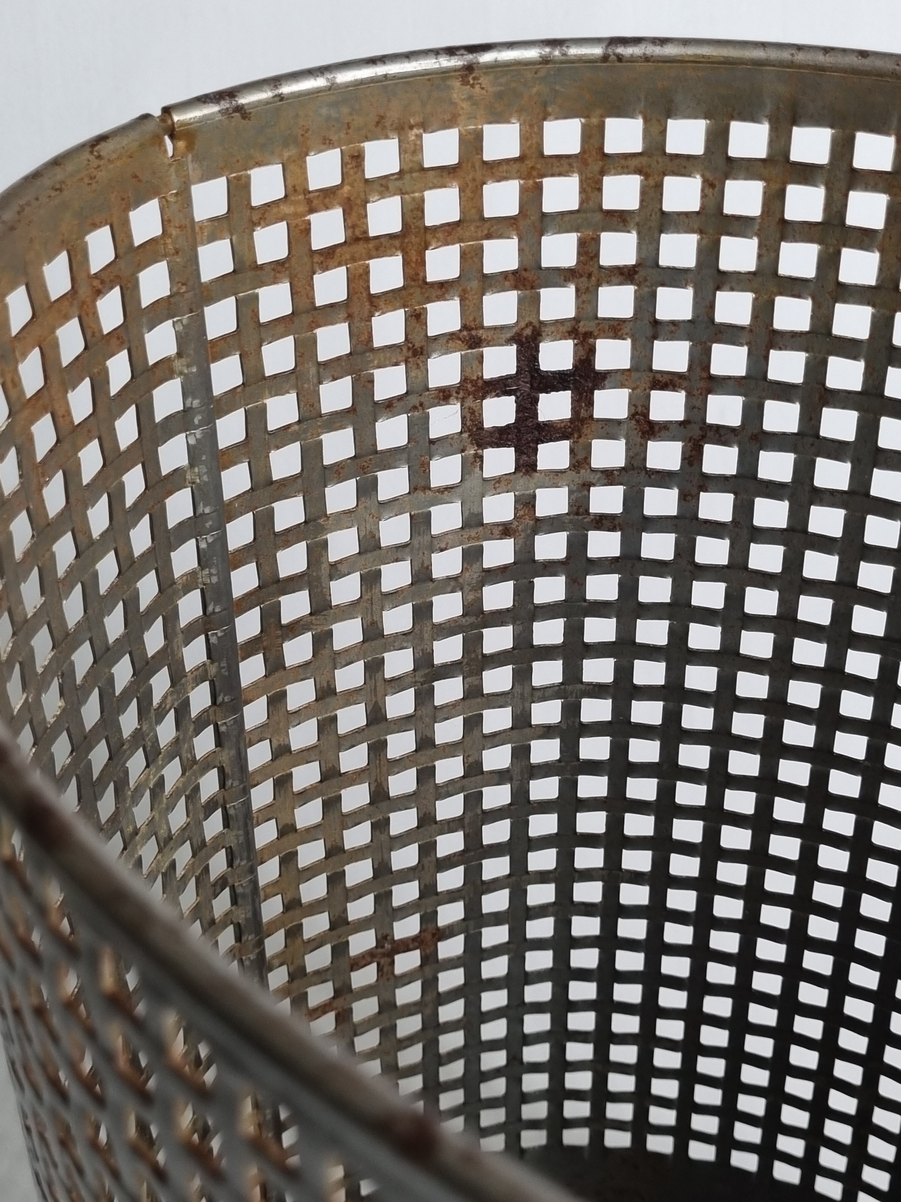Industrial style metal wastebasket, 50s