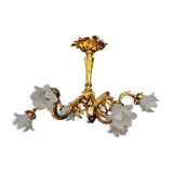 Chandelier in gilded bronze Napoleon III to tulips XIX