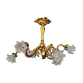 Chandelier in gilded bronze Napoleon III to tulips XIX