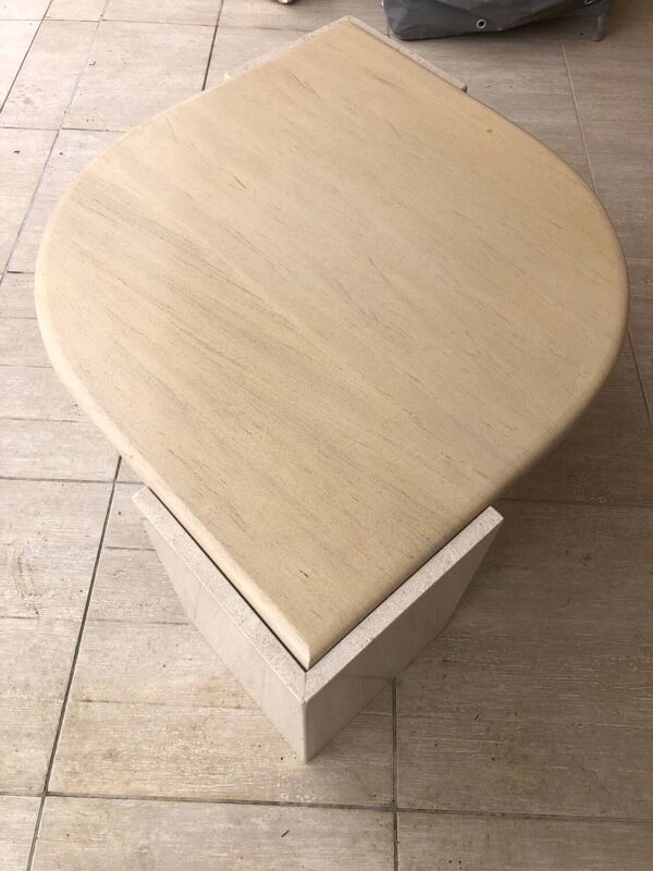 Table basse travertin vintage goutte d’eau