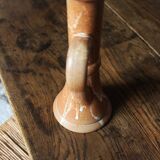Candle holder with handle, vintage marbled stoneware