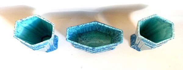 Garniture de cheminée bleue Art Déco 3 pièces