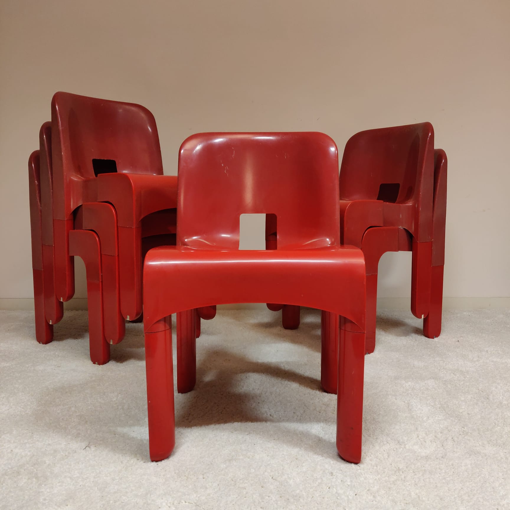 Set of 6 Universale 4867 Chairs by Joe Colombo for Kartell