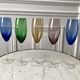 Set of 5 champagne flutes in colored glass 70s