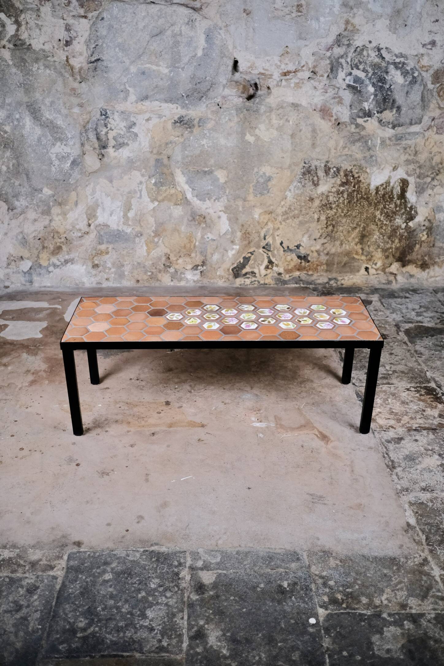 Rectangular ceramic coffee table by Roger Capron, Vallauris, 1960s