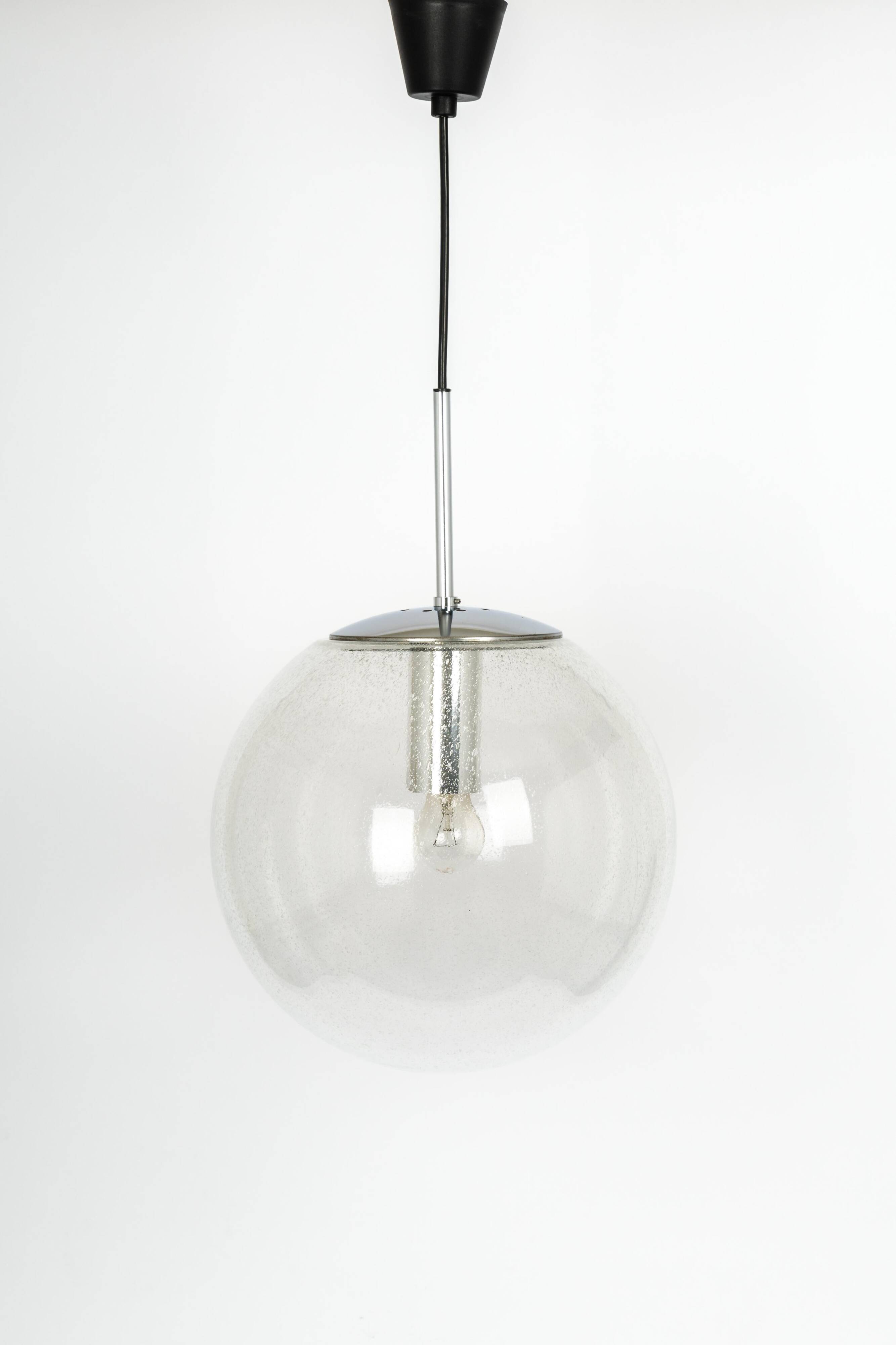 Limburg chrome pendant with clear glass ball, Germany, 1970s