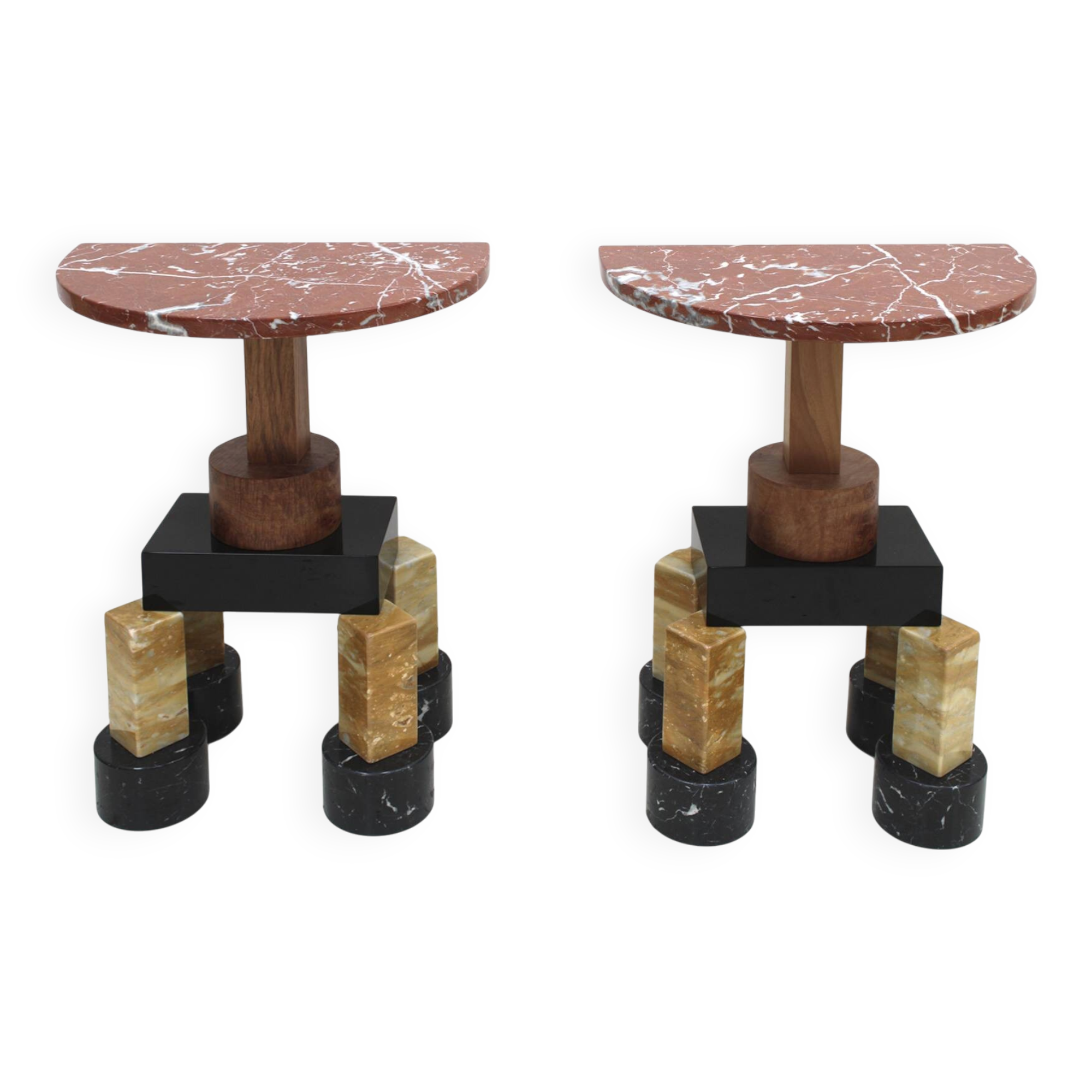 Ettore Sottsass Contemporary Modern Pair of Mod, "Demistella" Italian Conso