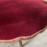 Série de 4 chaises style Louis XV en merisier – cannage et velours bordeaux