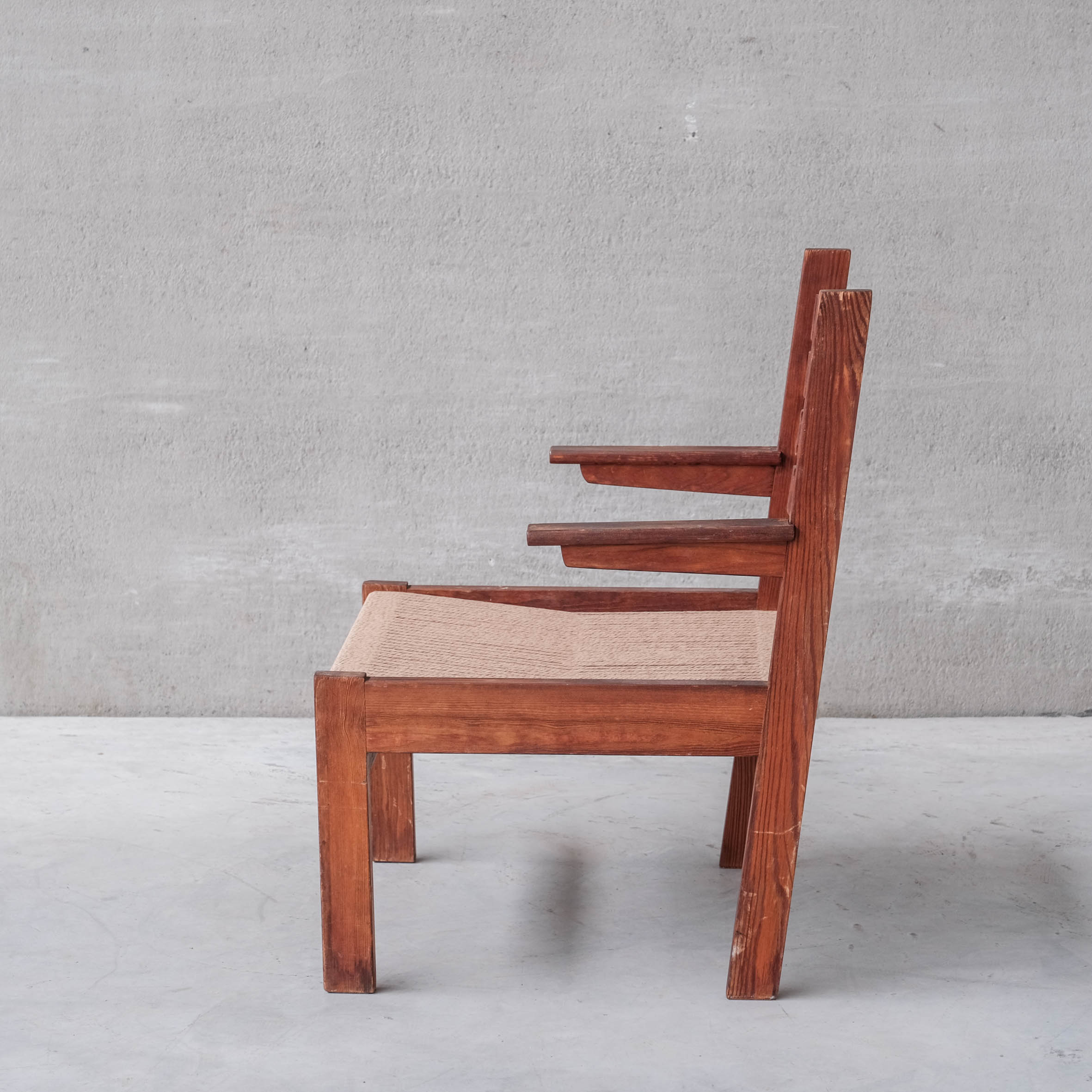 Pair of French Mid-century Cord Armchairs
