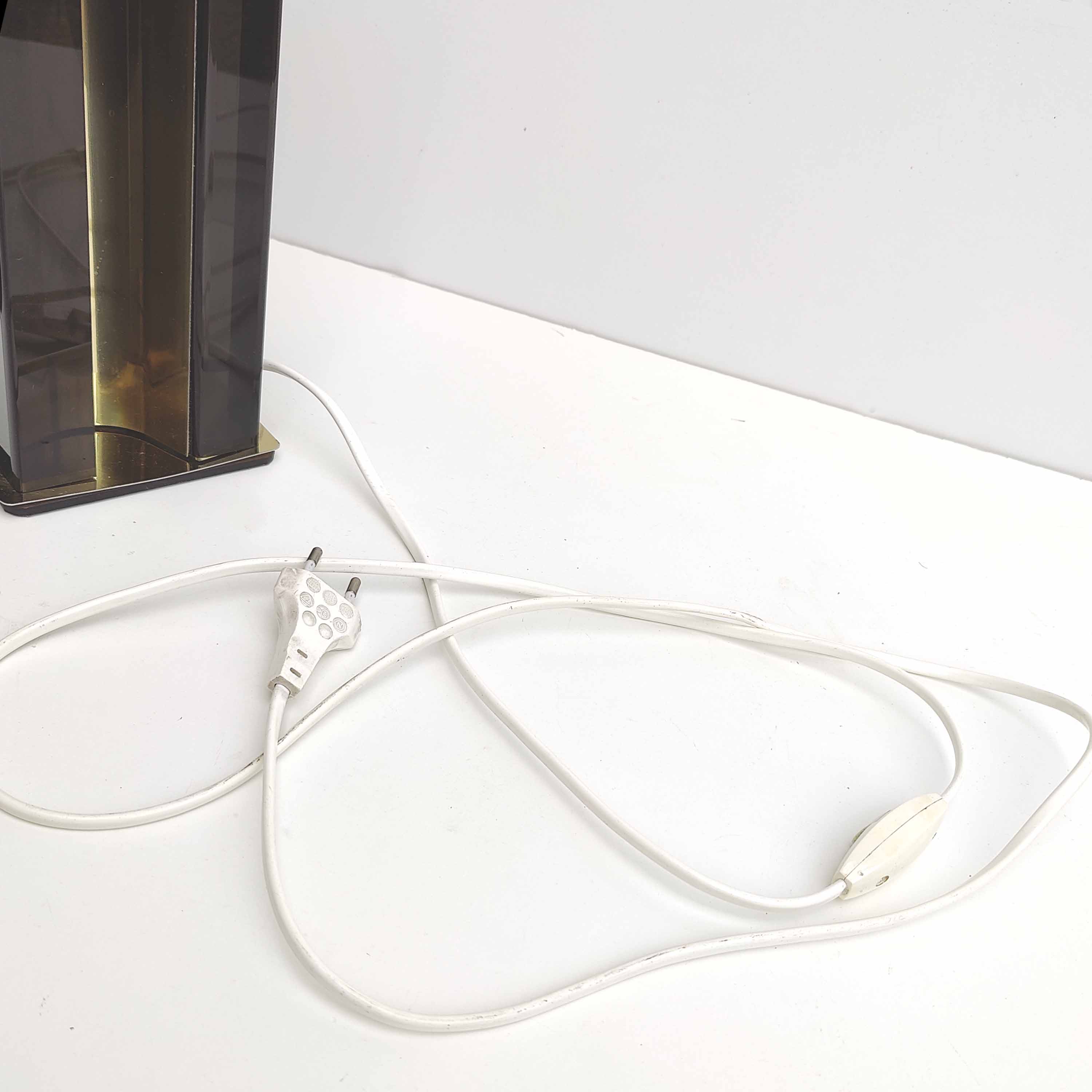 Plexiglas lamp and gold metal 70s